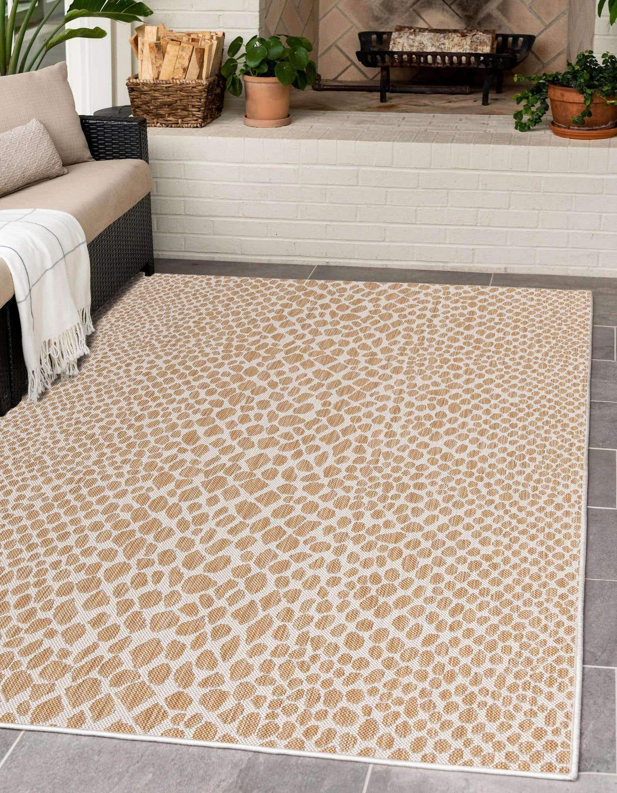 Unique Loom Outdoor Collection Area Rug - Cape Town (9' x 12' Rectangle, Blue/Ivory)