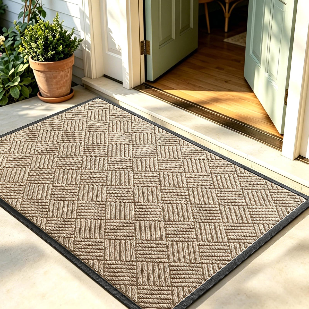 Front Door Mat, Heavy Duty Non-Slip Doormat 29.5"x17", Grey