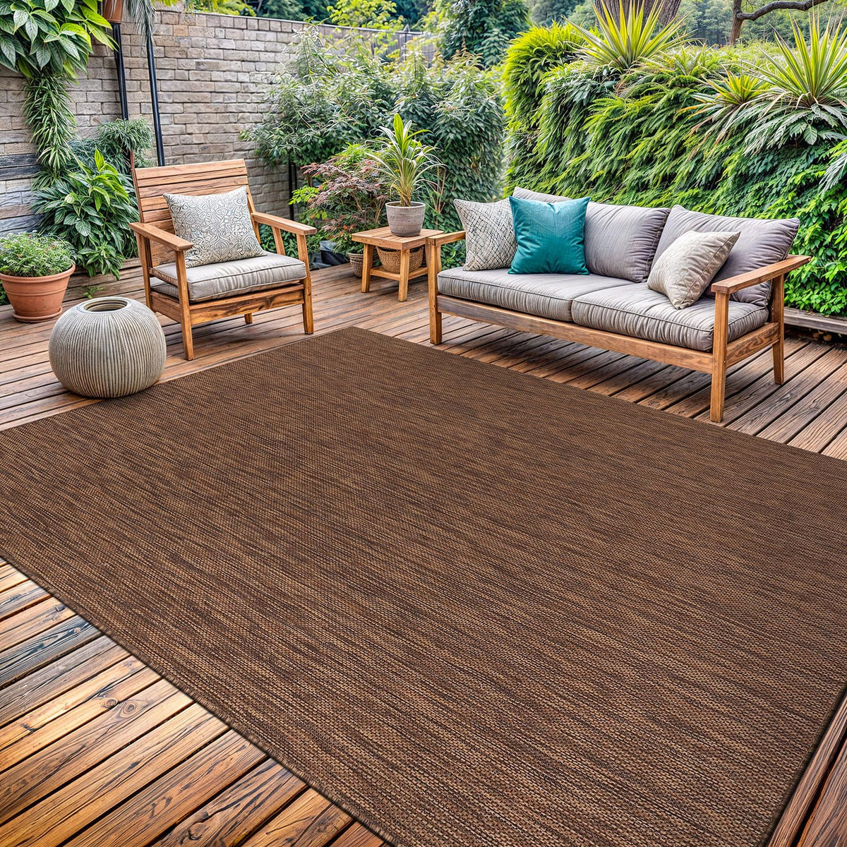 Washable Indoor Outdoor Rug 9x12 Weather Resistant Area Rugs Modern Solid for Porch Deck Balcony Backyard Patio Outside Carpet (9 X 12 Aqua Blue)