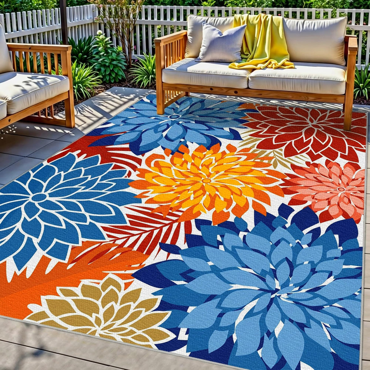 Arenarug Outdoor Rug Waterproof, Washable Patio Rug for Deck, 5x8, Colorful