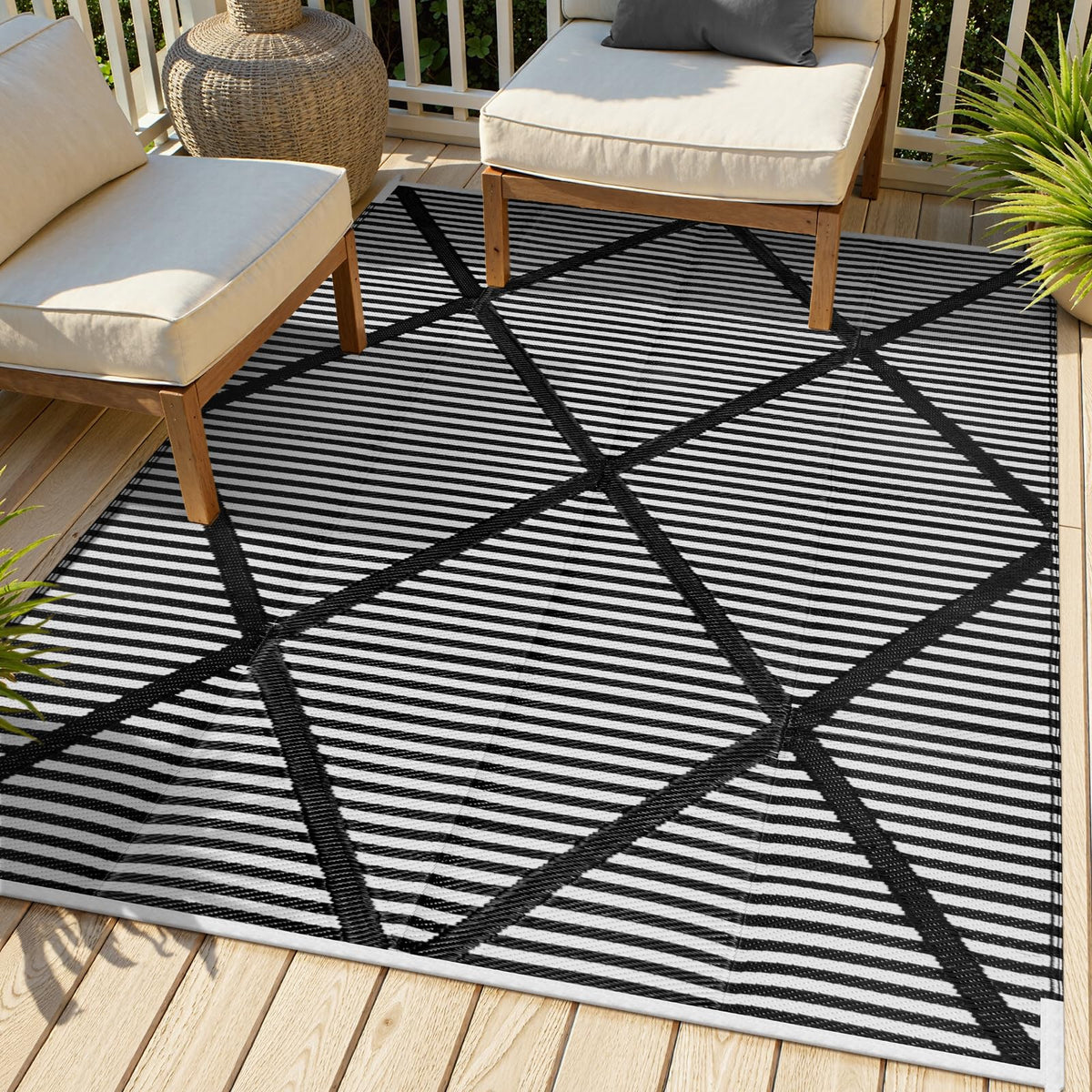 Lahome Extra Large Outdoor Rug 8x10 Patio Waterproof,Reversible Camping Rug