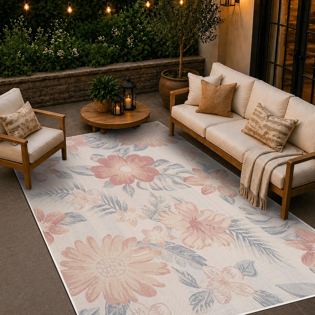 Loom&Crate Washable Indoor Outdoor Area Rug 12x15, Patio Rug, Red Orven