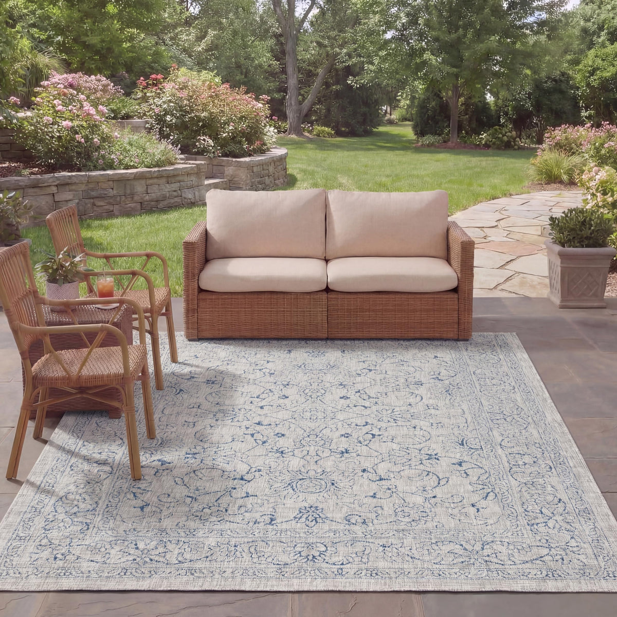 SAFAVIEH Courtyard Collection 8' x 10' Turquoise CY8680 Indoor/ Outside Waterproof Easy cleansingPatio Backyard Mudroom Area Mat