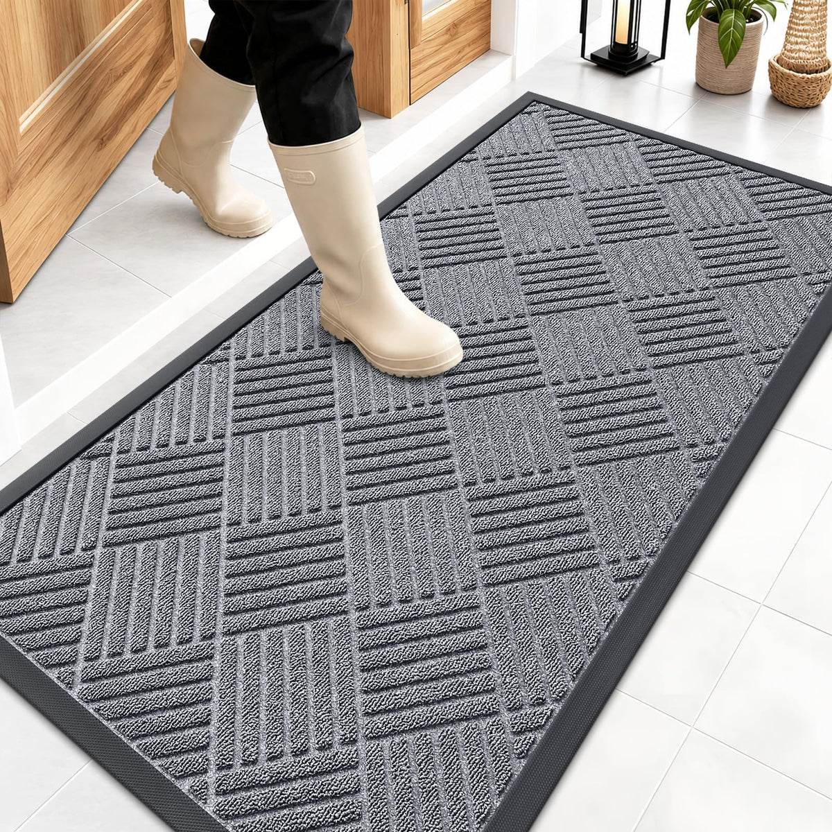 OLANLY Front Door Mat Outside Entrance, Waterproof Heavy-Duty Doormat