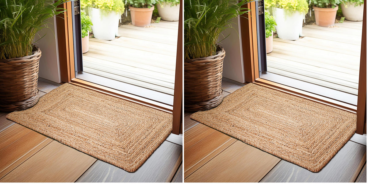 Hausattire Jute Braided Woven Kitchen Rug 2x3 Feet - Natural