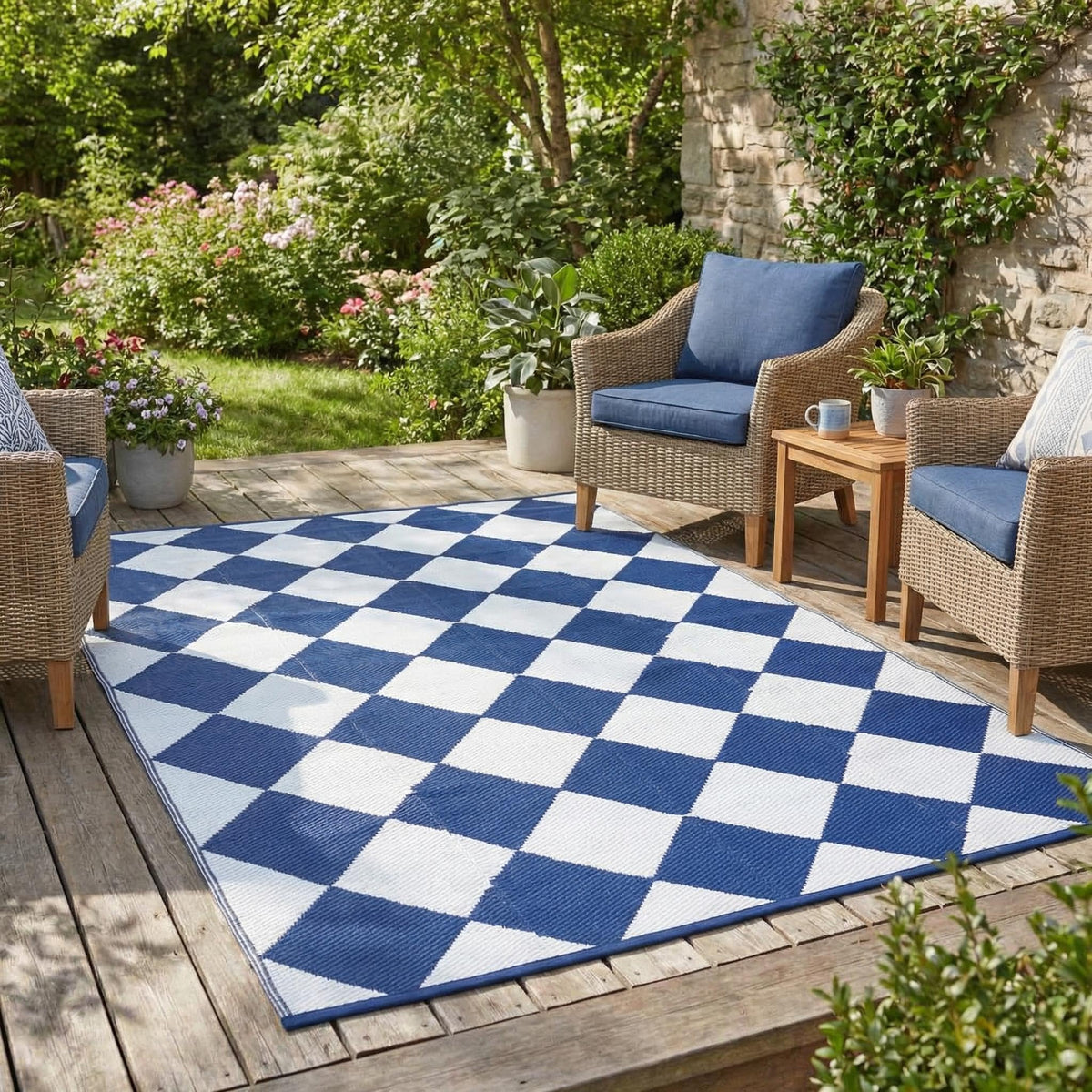 Garvee 9x12 Outdoor Patio Rug Plastic Straw Rug Waterproof Panel Grey Brown