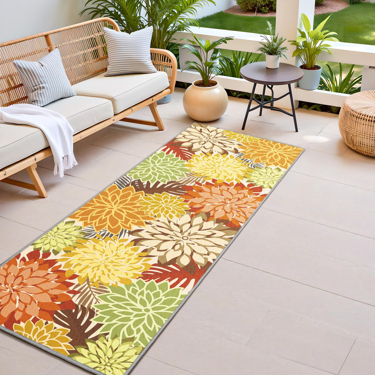 Arenarug Outdoor Rug Waterproof, Washable Patio Rug for Deck, 5x8, Colorful