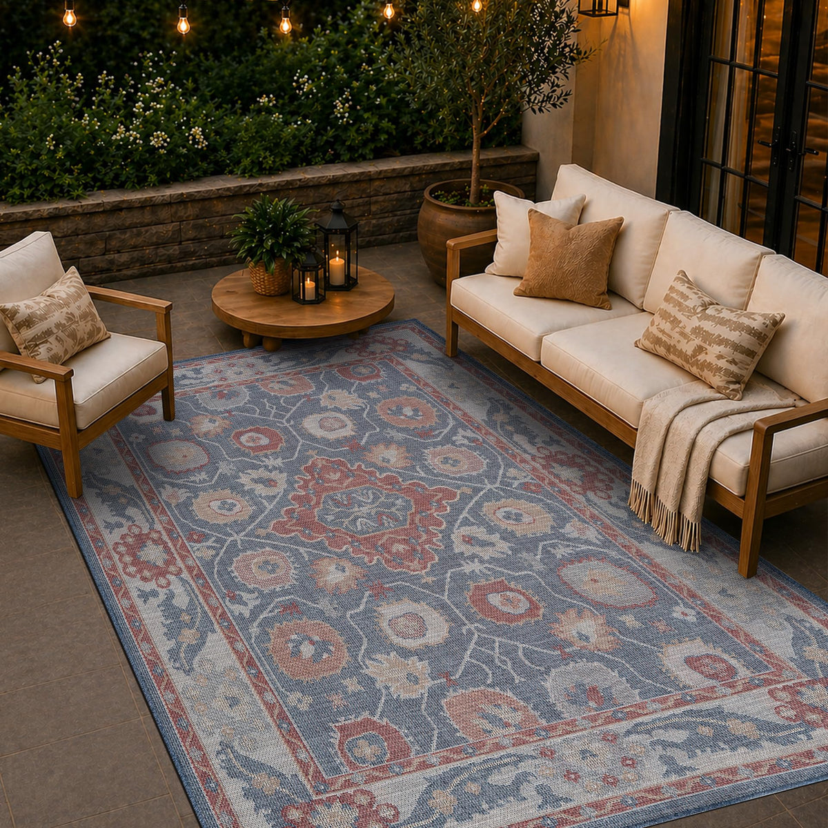 Loom&Crate Washable Indoor Outdoor Area Rug 12x15, Patio Rug, Red Orven
