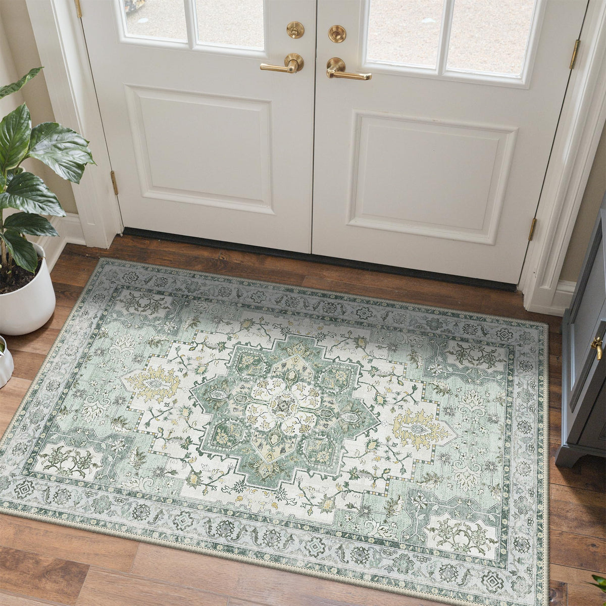 GENIMO 5x8 Outdoor Rug, Washable for Patio and Deck, Light Blue