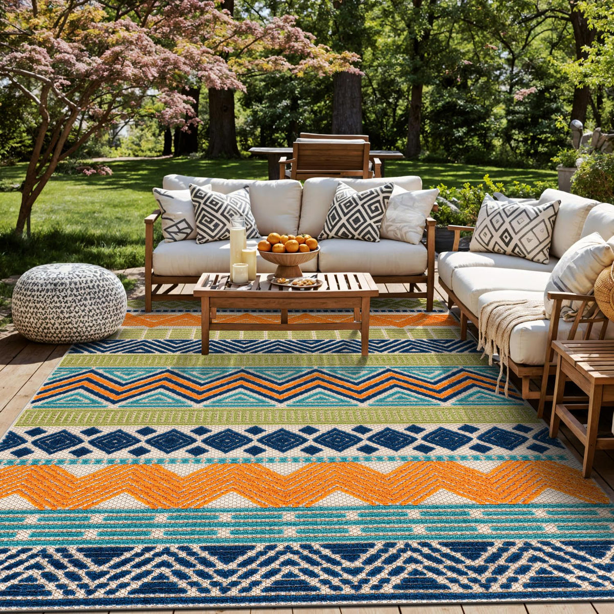Rugshop Marbella Indoor/Outdoor Contemporary Boho Area Rug Gray 7'10" x 10'