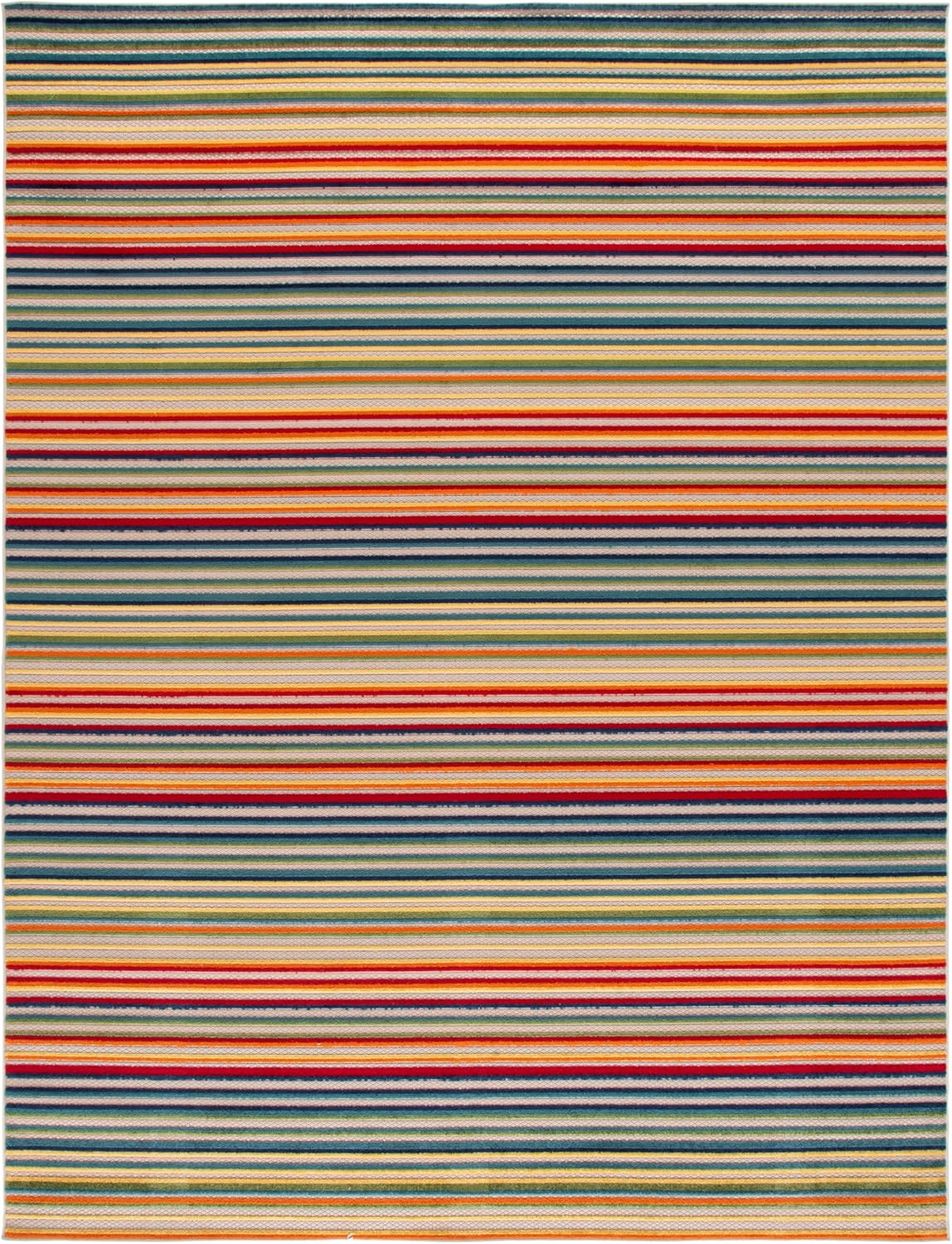 SAFAVIEH Washable Rug Outdoor Cabana Collection - 8' x 10', Ivory & Green, Non-Shedding & Easy to Clean, Ideal for Patio, Backyard, Mudroom (CBN323A)