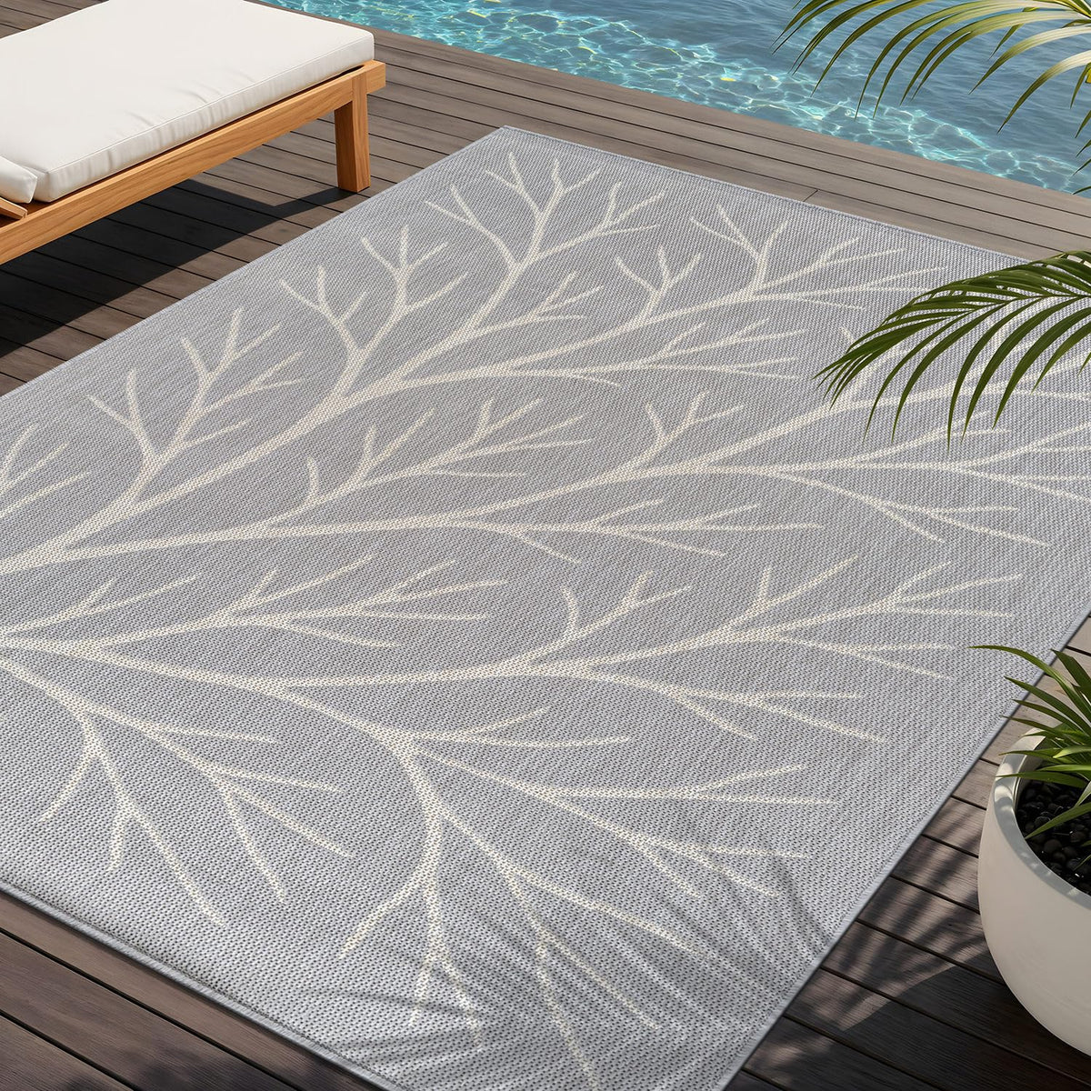 Washable Indoor Outdoor Rug 9x12 Weather Resistant Area Rugs Modern Solid for Porch Deck Balcony Backyard Patio Outside Carpet (9 X 12 Aqua Blue)