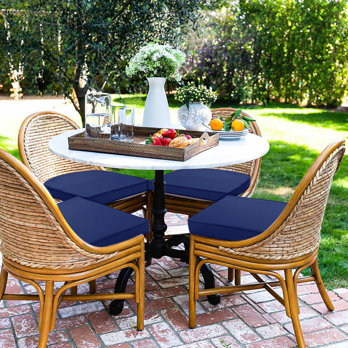 Outdoor Chair Cushions Set of 4, 17 x 16 Inch Waterproof Seat Pads