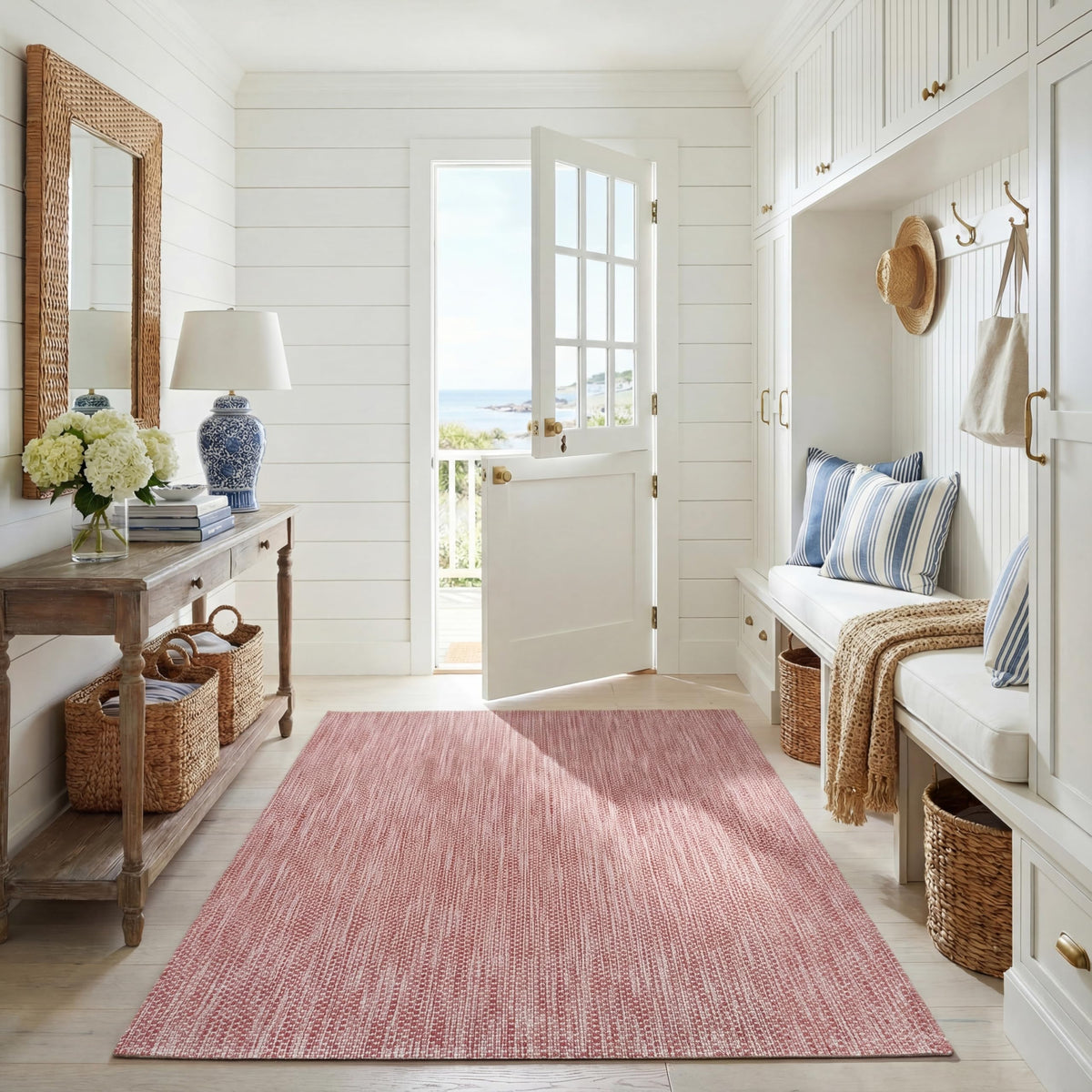 SAFAVIEH Washable Rug Outdoor Courtyard Collection - 8' x 10', Natural & Cream, Non-Shedding & Easy Cleaning, Ideal for Patio, Backyard, Mudroom, DIning Space (CY8521-03012)