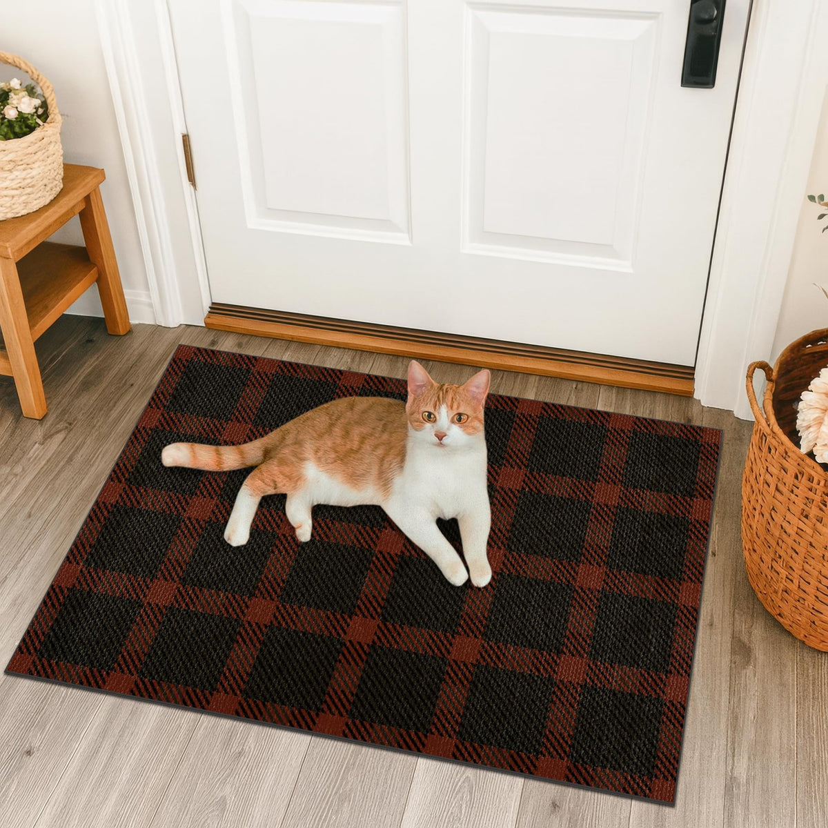 JTJ Easy Jute 3x5 Outdoor Rug for Front Porch, Washable Sage Green Plaid