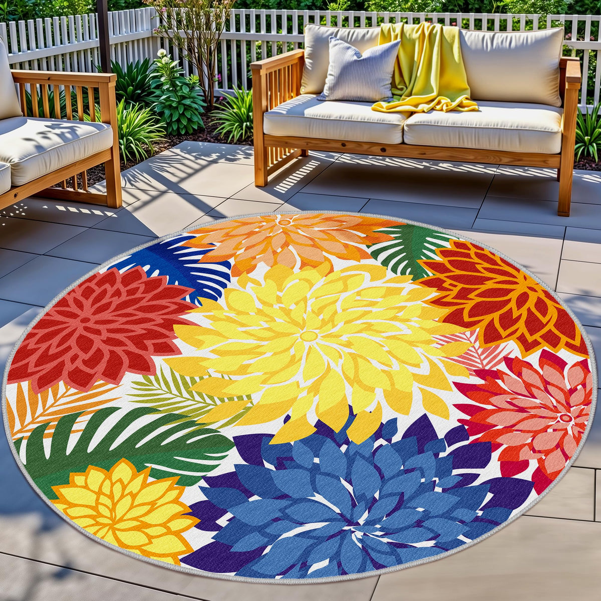 Arenarug Outdoor Rug Waterproof, Washable Patio Rug for Deck, 5x8, Colorful