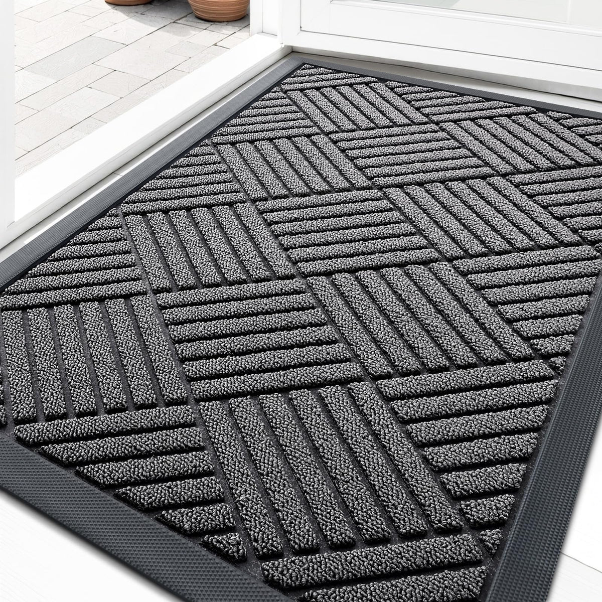 OLANLY Front Door Mat Outside Entrance, Waterproof Heavy-Duty Doormat