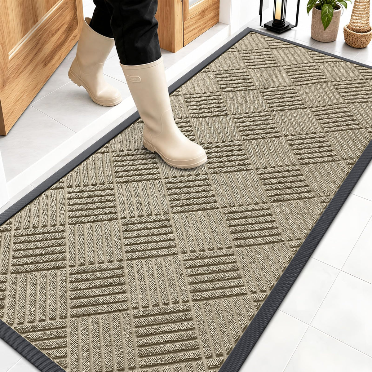 OLANLY Front Door Mat Outside Entrance, Waterproof Heavy-Duty Doormat