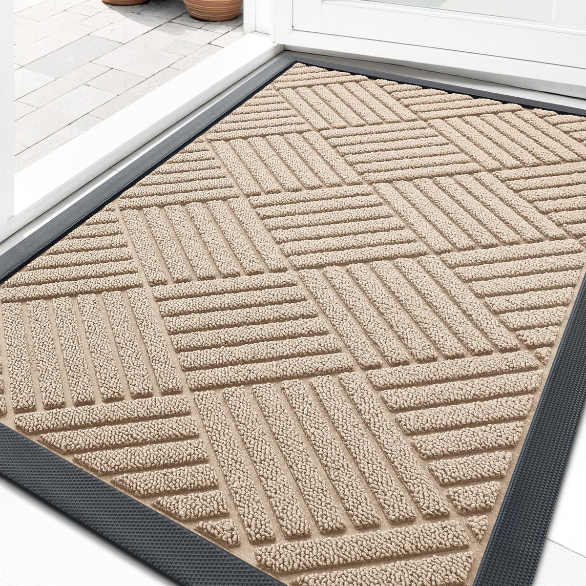 OLANLY Front Door Mat Outside Entrance, Waterproof Heavy-Duty Doormat