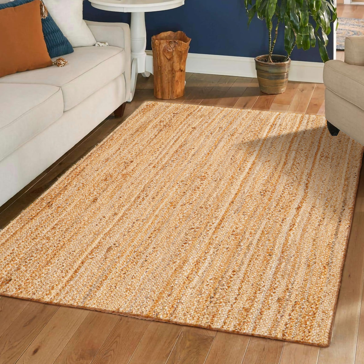 Hausattire Jute Braided Woven Kitchen Rug 2x3 Feet - Natural