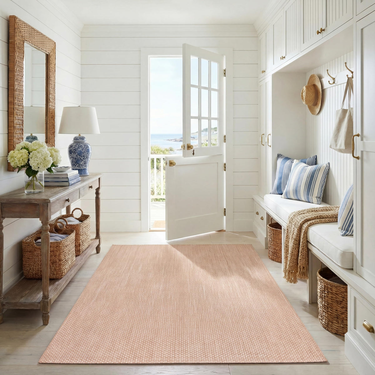SAFAVIEH Washable Rug Outdoor Courtyard Collection - 8' x 10', Natural & Cream, Non-Shedding & Easy Cleaning, Ideal for Patio, Backyard, Mudroom, DIning Space (CY8521-03012)