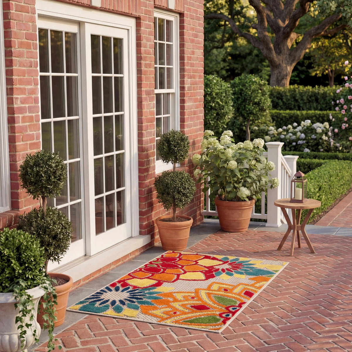 SAFAVIEH Washable Rug Outdoor Cabana Collection - 8' x 10', Ivory & Orange, Non-Shedding & Easy to Clean, Ideal for Patio, Backyard, Mudroom (CBN328A)
