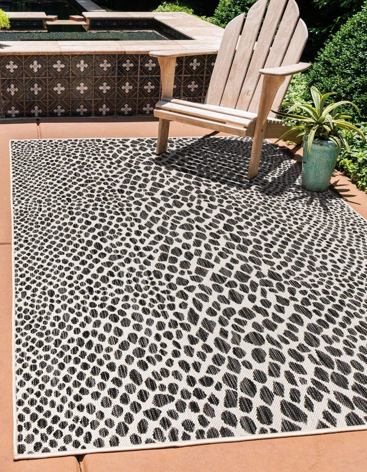 Unique Loom Outdoor Collection Area Rug - Cape Town (9' x 12' Rectangle, Blue/Ivory)