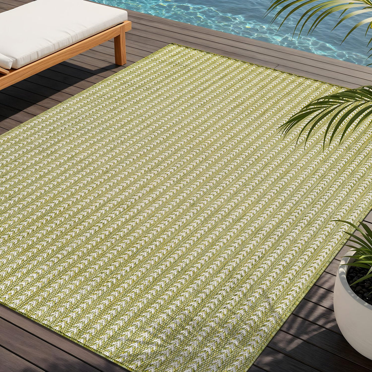 Washable Outdoor Rug 8x10 Modern Area Rugs Outdoor Carpets Bordered Pattern Non Shedding Waterproof Easy Clean Patio Deck Porch Living Room Bedroom Garden RV (8 X 10 Blue)