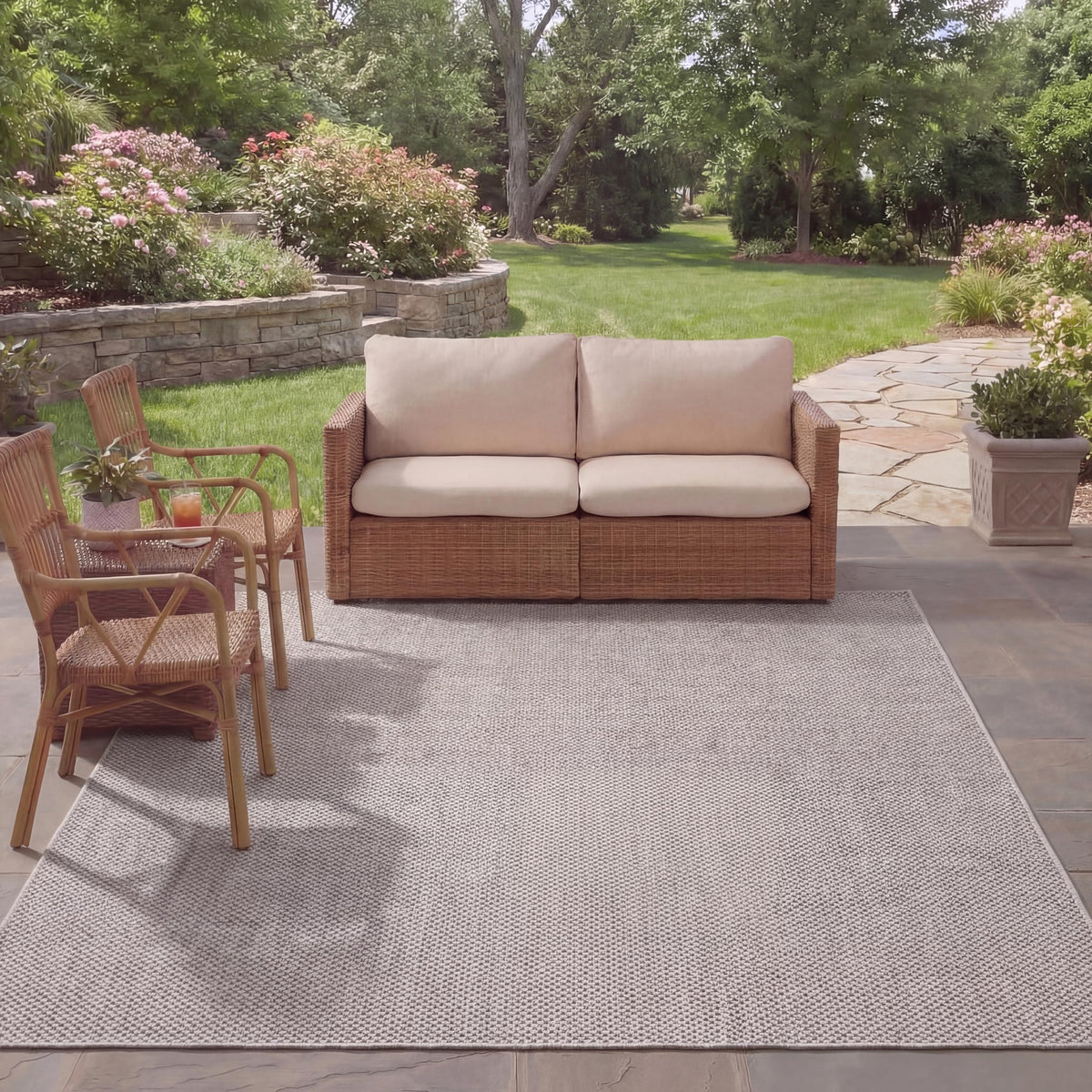 SAFAVIEH Washable Rug Outdoor Courtyard Collection - 8' x 10', Natural & Cream, Non-Shedding & Easy Cleaning, Ideal for Patio, Backyard, Mudroom, DIning Space (CY8521-03012)