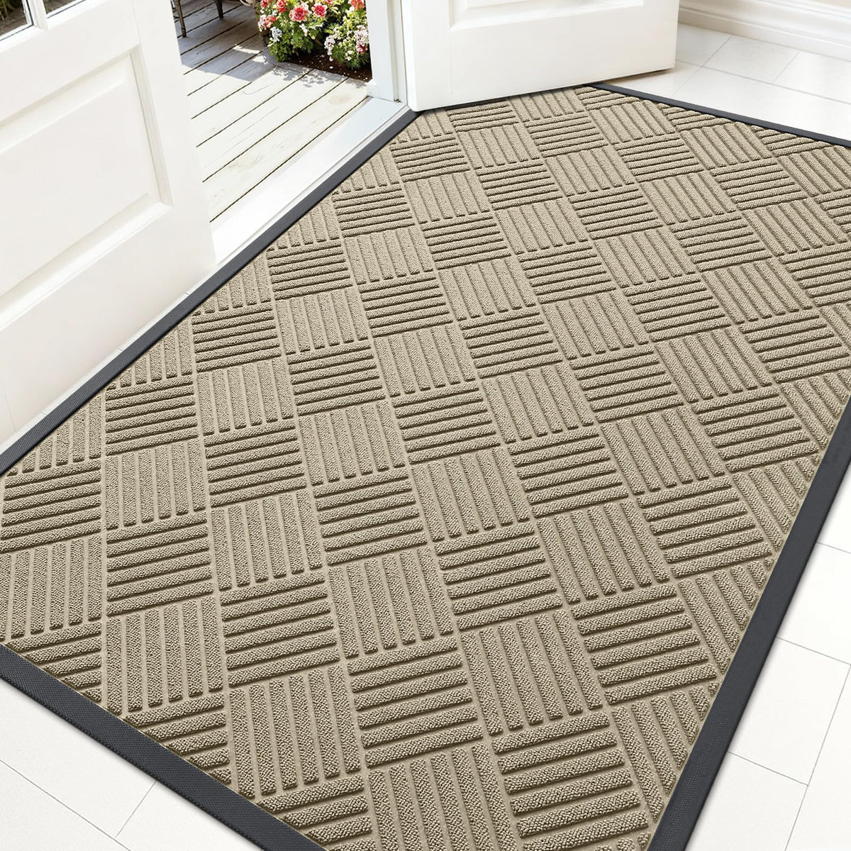 OLANLY Front Door Mat Outside Entrance, Waterproof Heavy-Duty Doormat