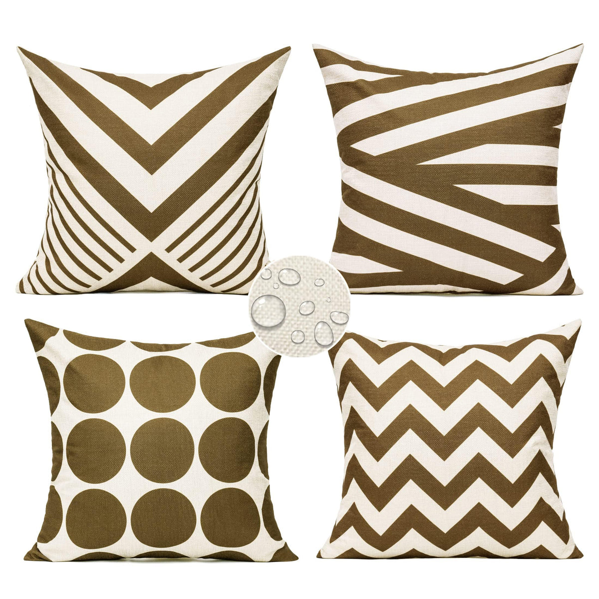 All Smiles Outdoor Waterproof Throw Pillow Covers 18X18 Set of 4,Orange Decorative Cushion Covers Boho Decorations Outside for Patio Furniture Porch Seat Chair Couch Sofa Living Room Geometric