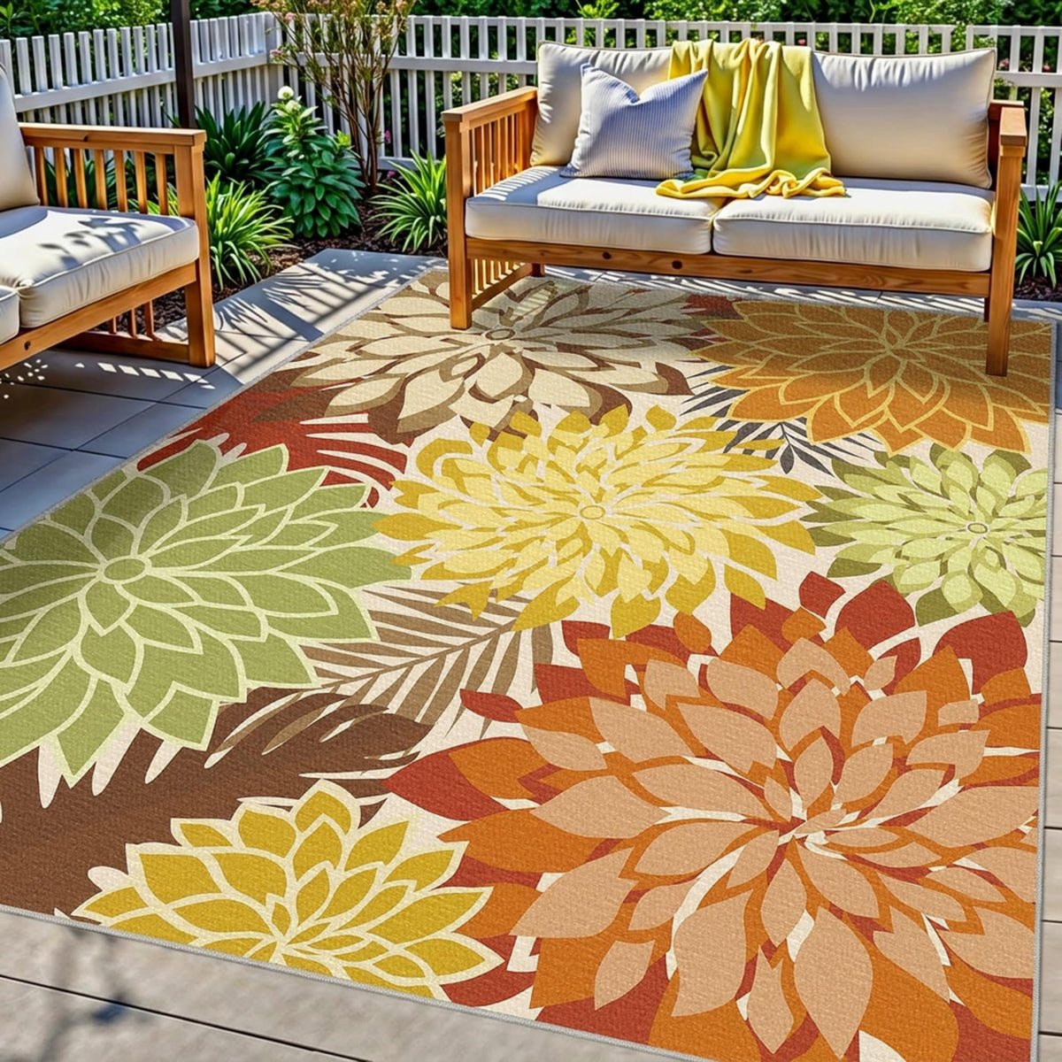 Arenarug Outdoor Rug Waterproof, Washable Patio Rug for Deck, 5x8, Colorful