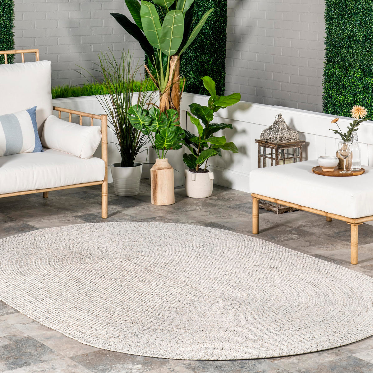 nuLOOM Wynn Tan Solid Power Loomed Indoor/Outdoor Area Rug, 5' x 8'