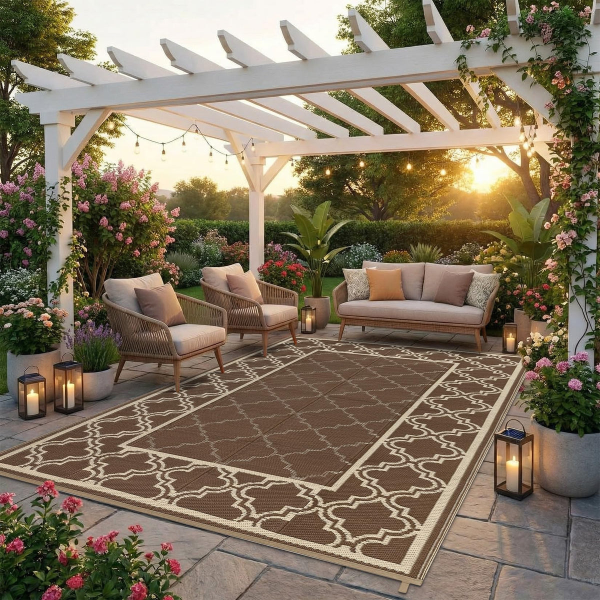 Garvee Reversible Outdoor Rug 6x9, Waterproof Outdoor Plastic Rug, Porch