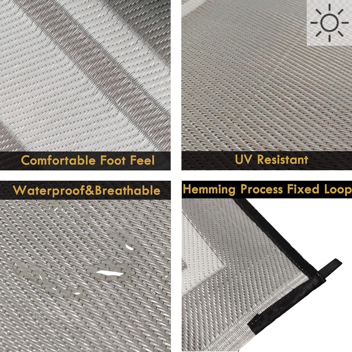 RURALITY Outdoor Rugs 8'x10' Waterproof for Patios Clearance,Plastic Straw Mats for RV, Camping,Backyard,Porch,Deck,Balcony,Reversible,Geometric