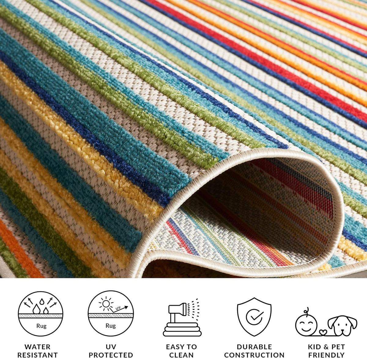 SAFAVIEH Washable Rug Outdoor Cabana Collection - 8' x 10', Ivory & Green, Non-Shedding & Easy to Clean, Ideal for Patio, Backyard, Mudroom (CBN323A)