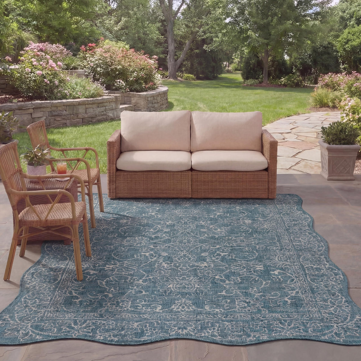SAFAVIEH Courtyard Collection 8' x 10' Turquoise CY8680 Indoor/ Outside Waterproof Easy cleansingPatio Backyard Mudroom Area Mat