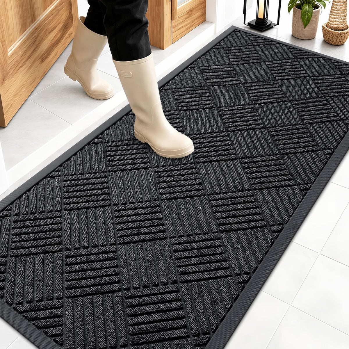 OLANLY Front Door Mat Outside Entrance, Waterproof Heavy-Duty Doormat