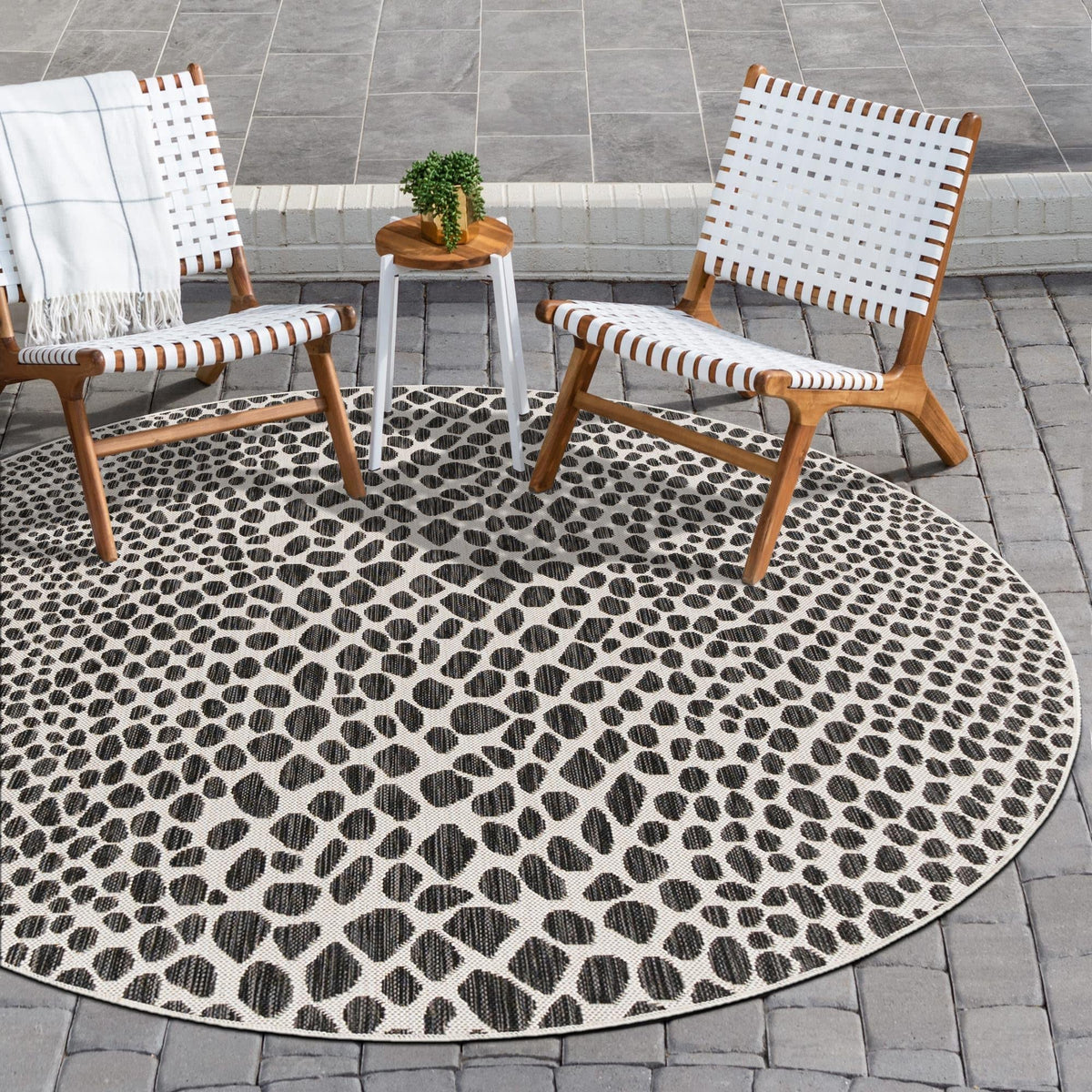 Unique Loom Outdoor Collection Area Rug - Cape Town (9' x 12' Rectangle, Blue/Ivory)