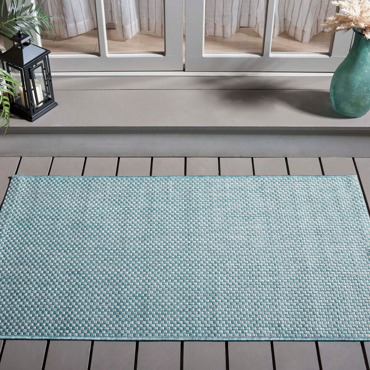 SAFAVIEH Washable Rug Outdoor Courtyard Collection - 8' x 10', Natural & Cream, Non-Shedding & Easy Cleaning, Ideal for Patio, Backyard, Mudroom, DIning Space (CY8521-03012)