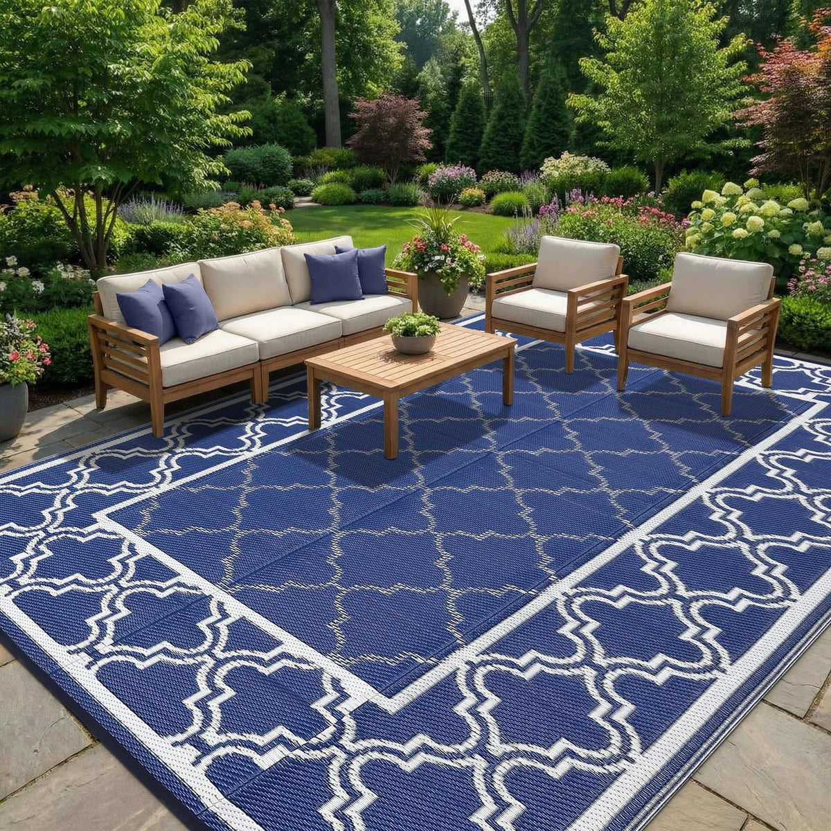 Garvee Reversible Outdoor Rug 6x9, Waterproof Outdoor Plastic Rug, Porch