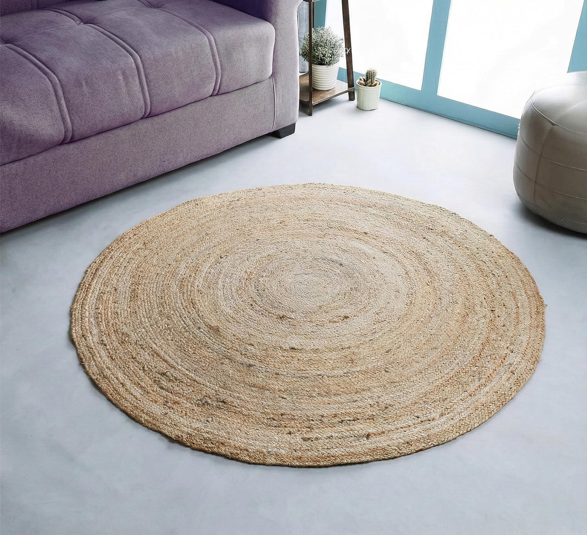 Hausattire Jute Braided Woven Kitchen Rug 2x3 Feet - Natural