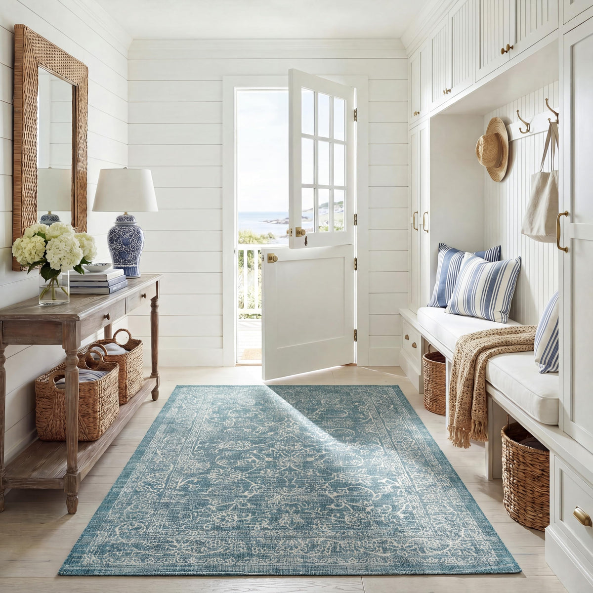 SAFAVIEH Courtyard Collection 8' x 10' Turquoise CY8680 Indoor/ Outside Waterproof Easy cleansingPatio Backyard Mudroom Area Mat