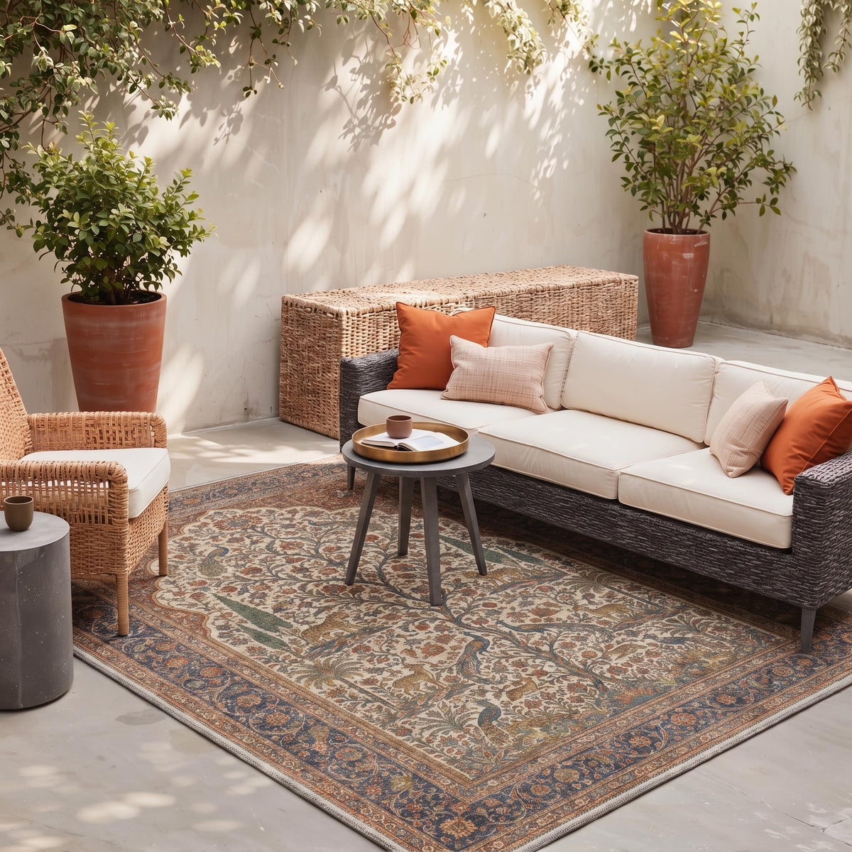 GENIMO 5x8 Outdoor Rug, Washable for Patio and Deck, Light Blue