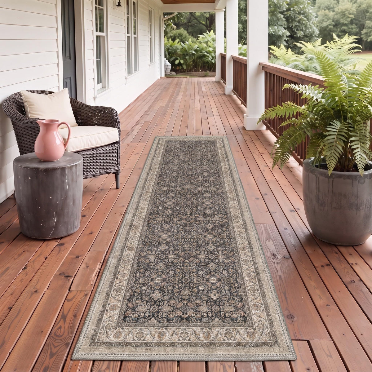 GENIMO 5x8 Outdoor Rug, Washable for Patio and Deck, Light Blue