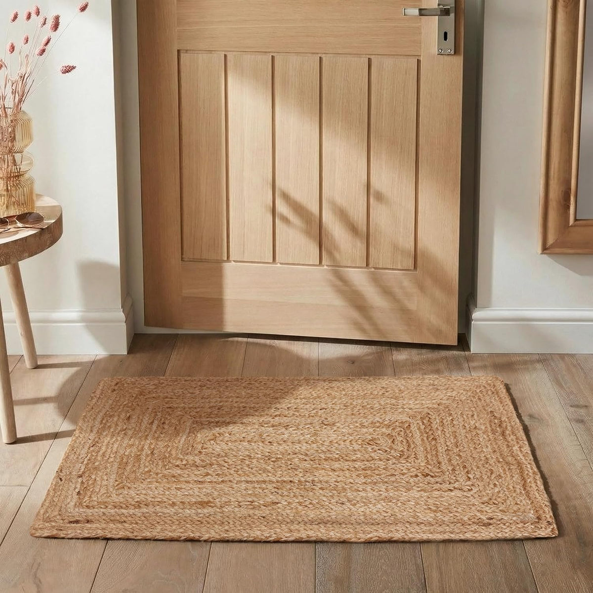 Hausattire Jute Braided Woven Kitchen Rug 2x3 Feet - Natural