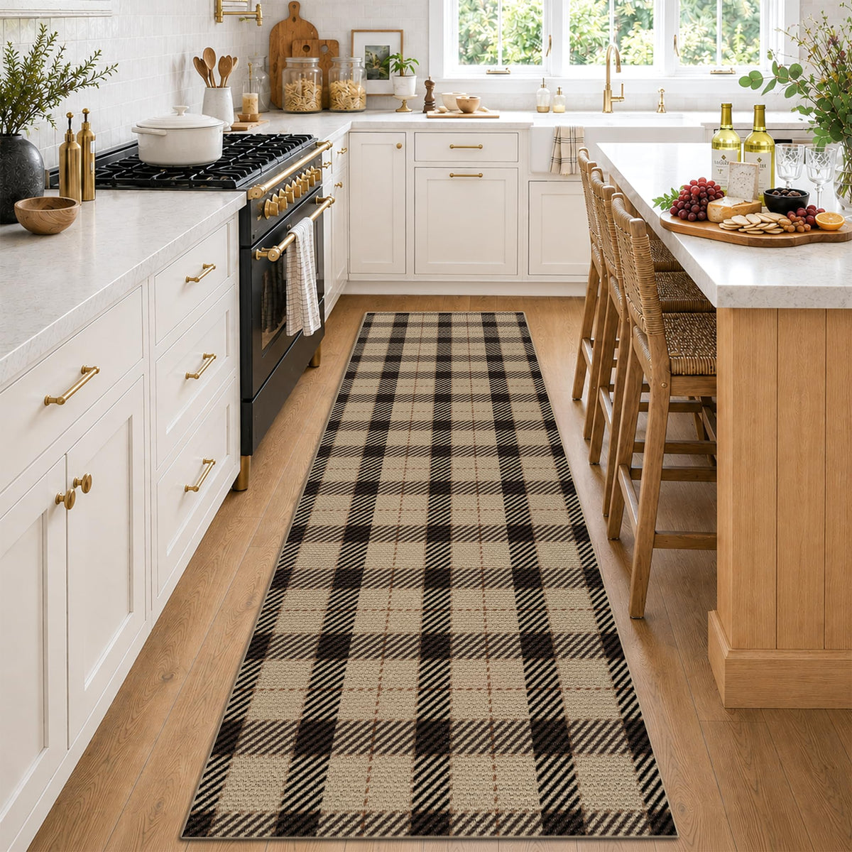 JTJ Easy Jute 3x5 Outdoor Rug for Front Porch, Washable Sage Green Plaid