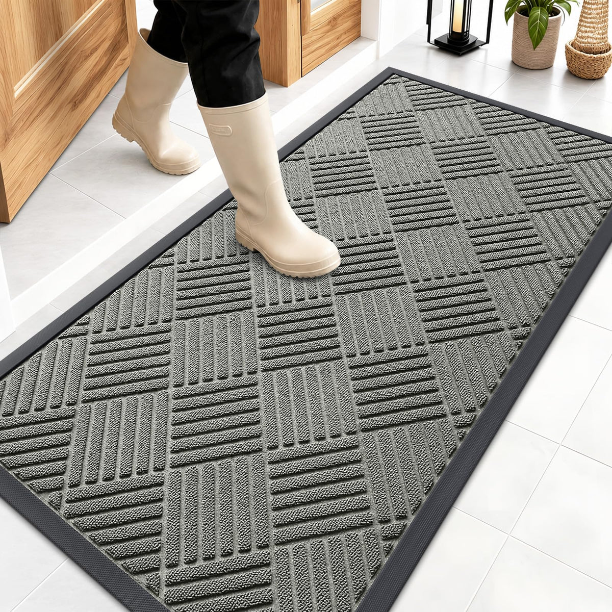 OLANLY Front Door Mat Outside Entrance, Waterproof Heavy-Duty Doormat