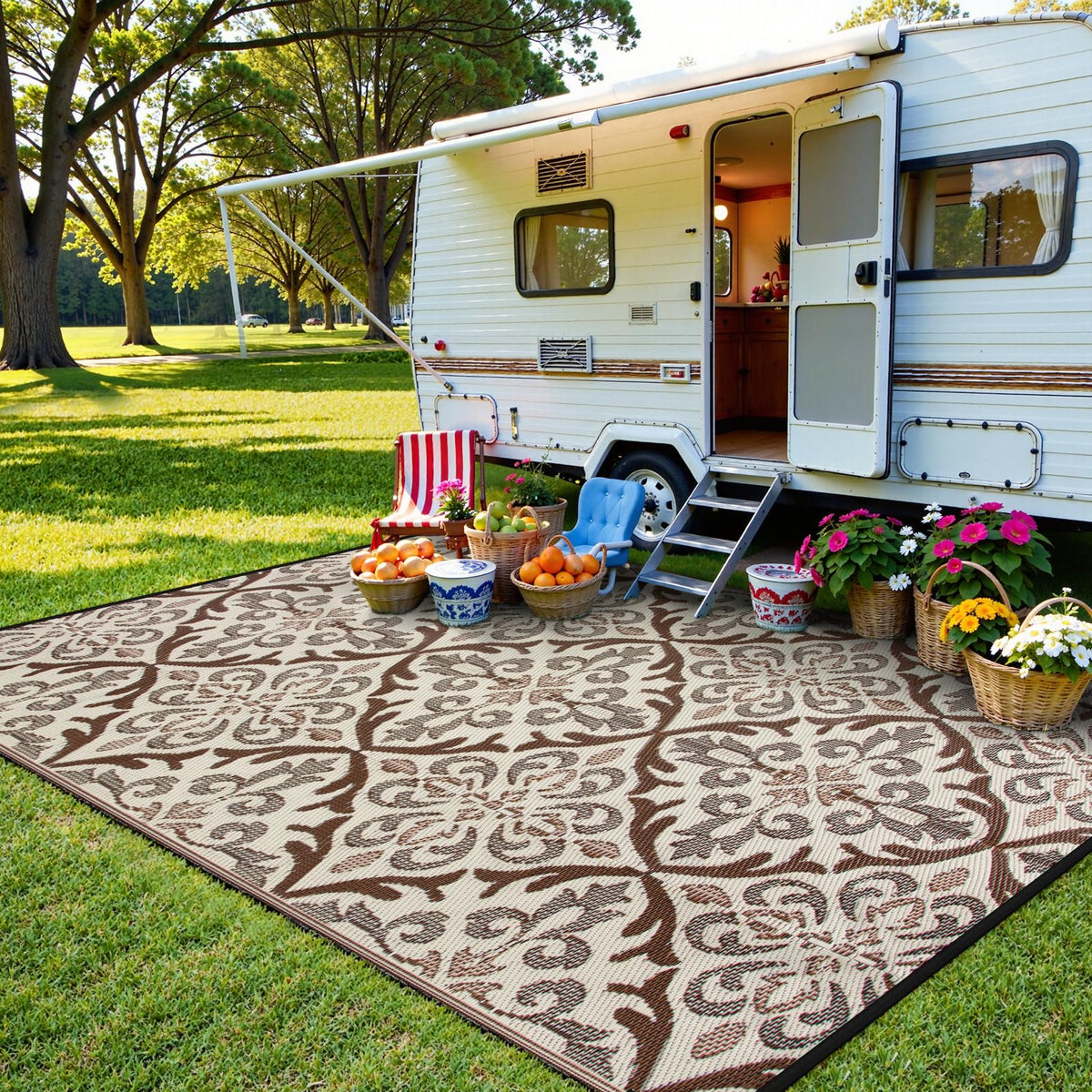 Lahome Extra Large Outdoor Rug 8x10 Patio Waterproof,Reversible Camping Rug