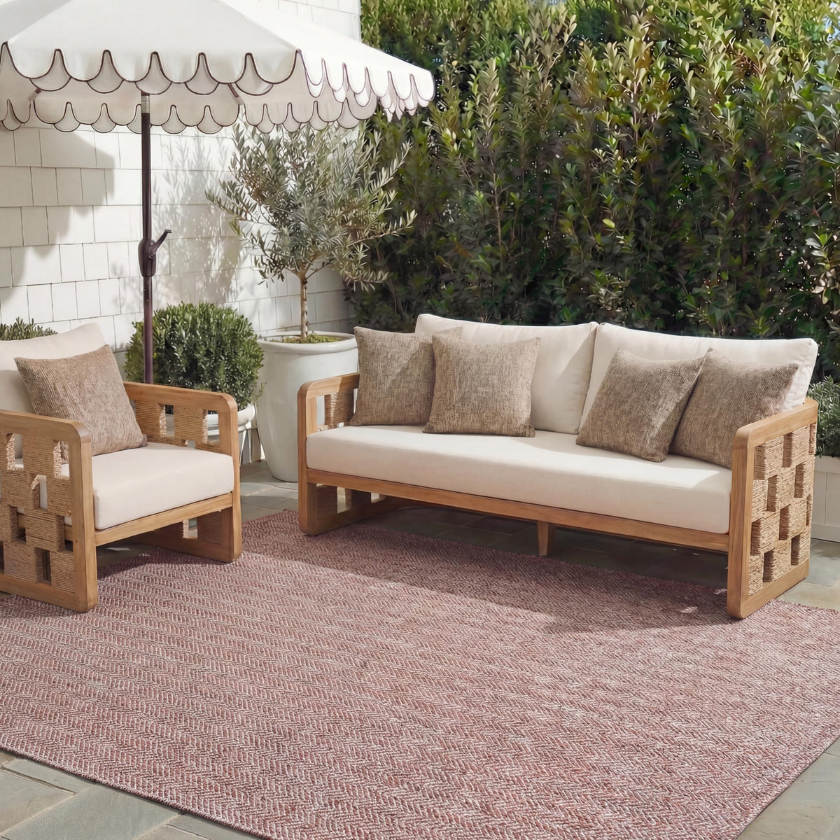 SAFAVIEH Courtyard Outdoor Area Rug 5'3"x7'7", Natural & Cream CY8022-03012